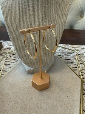 14k Yellow Gold Large Hoop Earrings - New in Box